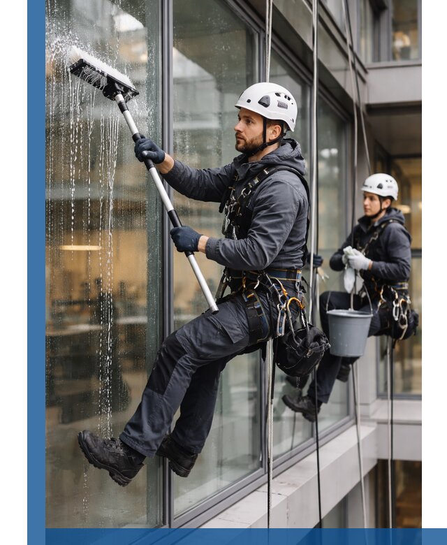 Профессиональная мойка витражей промышленными альпинистами в Дзержинском