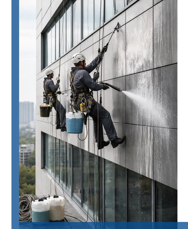 Профессиональная мойка вентилируемых фасадов в Дзержинском