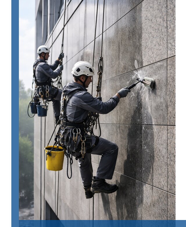 Профессиональная мойка фасада из керамогранита в Дзержинском