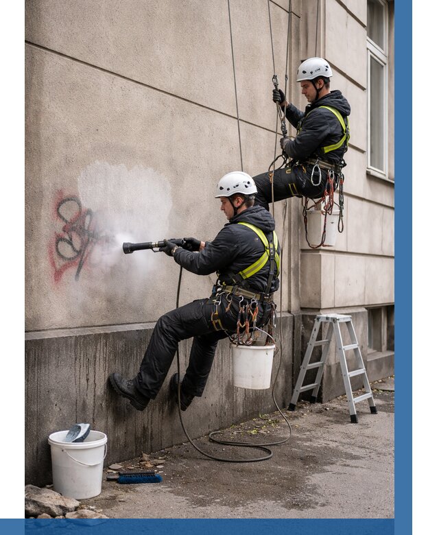 Удаление граффити с фасада в Дзержинском от 4605 р. | ВЫСОТНИК-Дзж