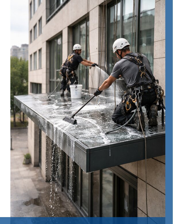 Мойка козырьков и навесов в Дзержинском от 3582 р. | ВЫСОТНИК-Дзж