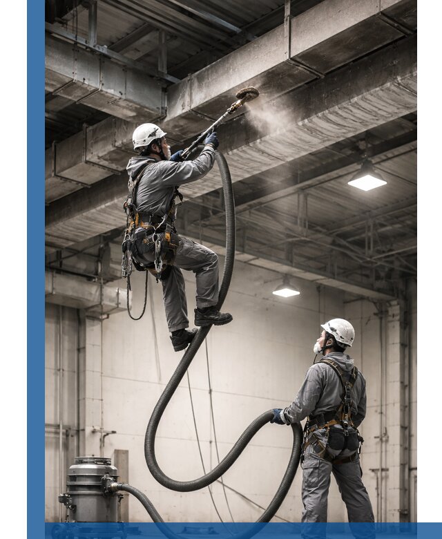 Обеспыливание потолочных конструкций в Дзержинском промышленным альпинизмом