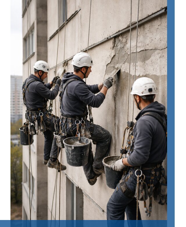 Ремонт бетонных элементов фасада в Дзержинском от 2559 р. | ВЫСОТНИК-Дзж