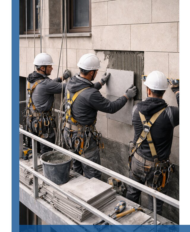 Ремонт облицовки фасада плиткой в Дзержинском с гарантией