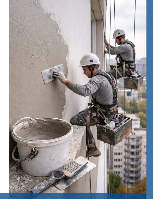 Шпаклевка фасада на высоте в Дзержинском от 716 р. | ВЫСОТНИК-Дзж