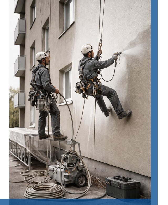 Безвоздушная покраска фасада в Дзержинском от 225 р/м² | ВЫСОТНИК-Дзж