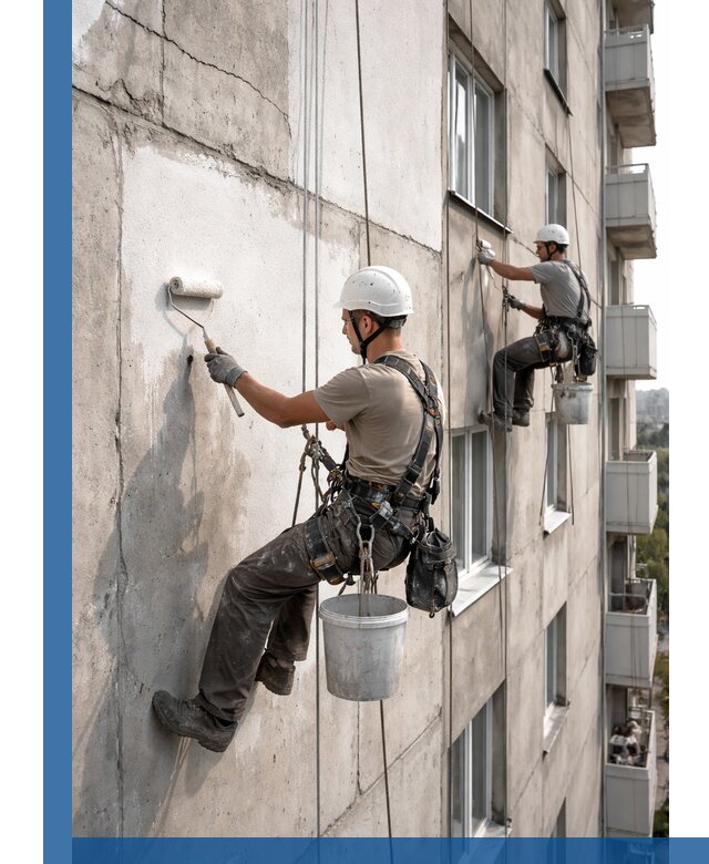 Покраска бетонного фасада в Дзержинском для жилых и промышленных объектов