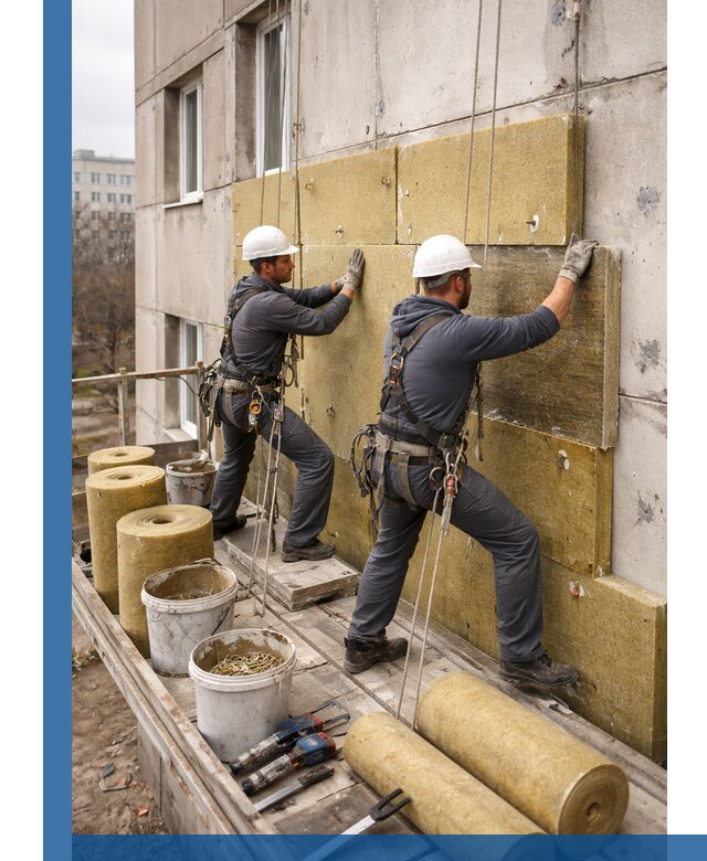 Утепление фасада минватой в Дзержинском под ключ с гарантией