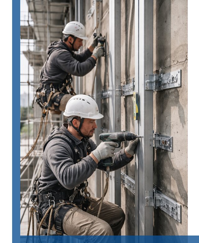 Монтаж и крепление подсистемы вентфасада в Дзержинском