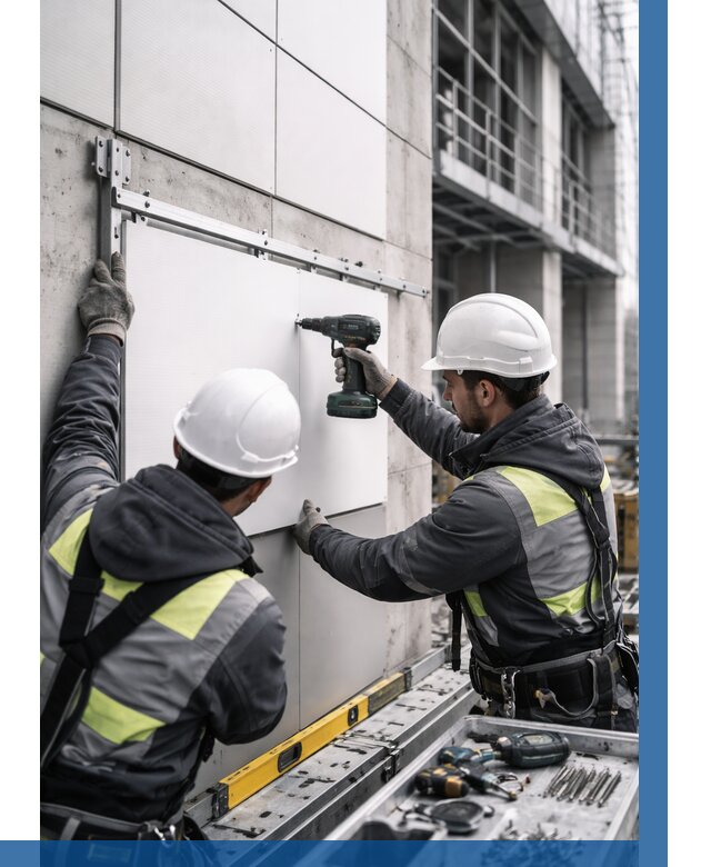 Монтаж композитных панелей фасада в Дзержинском от 2559 р. | ВЫСОТНИК-Дзж