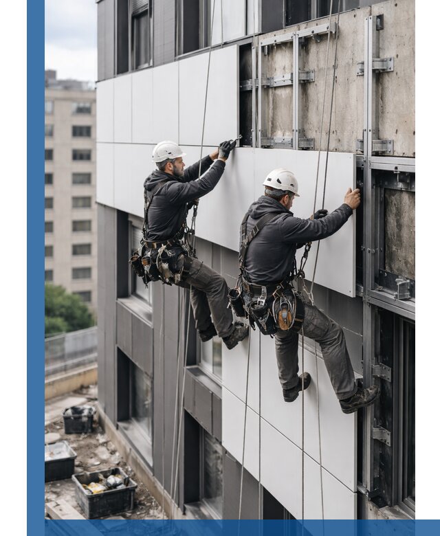 Монтаж композитных панелей фасада в Дзержинском под ключ