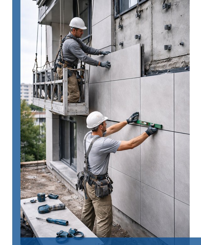 Монтаж керамогранита на фасад в Дзержинском под ключ с гарантией качества