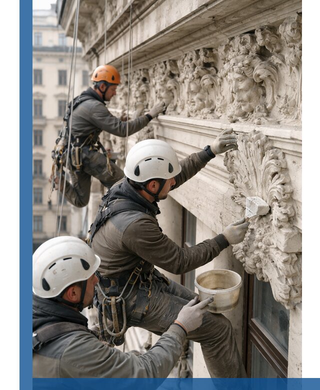 Реставрация фасадной лепнины с высотными работами в Дзержинском