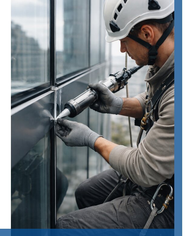 Герметизация стыков витража в Дзержинском от 1228 р. | ВЫСОТНИК-Дзж