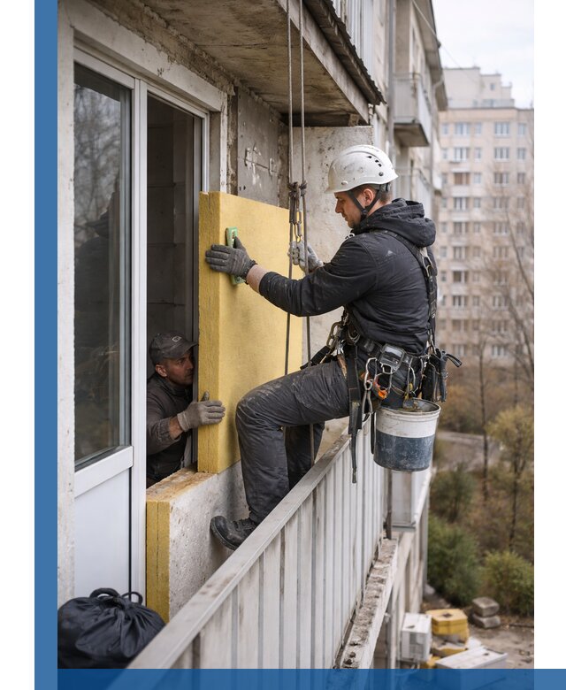 Профессиональное утепление балкона снаружи в Дзержинском под ключ
