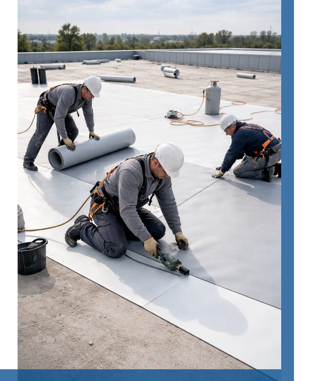 Монтаж мембранной кровли под ключ в Дзержинском от 1228 р. | ВЫСОТНИК-Дзж