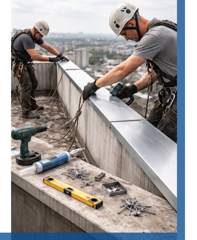 Монтаж парапетных крышек в Дзержинском от 819 р. | ВЫСОТНИК-Дзж