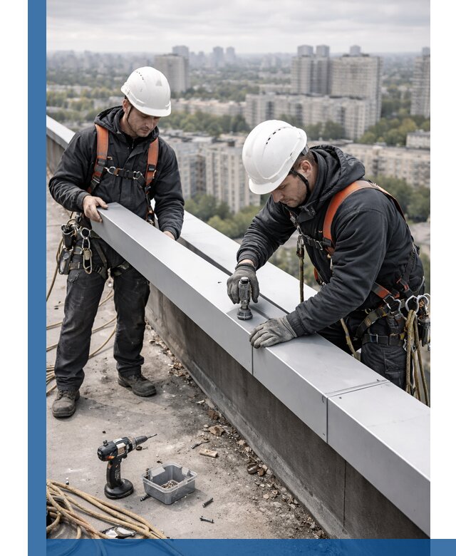 Монтаж парапетных крышек и ограждений кровли в Дзержинском