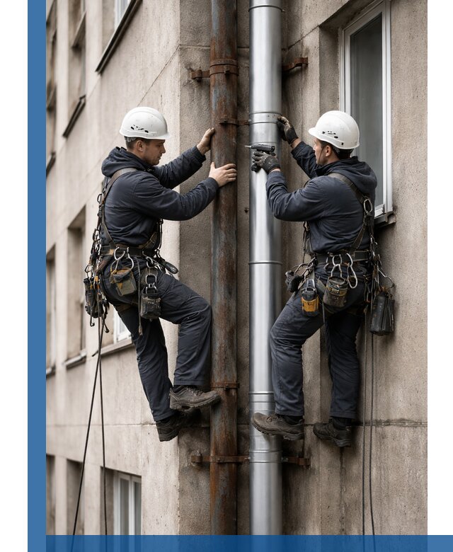Замена водосточных труб в Дзержинском: монтаж и демонтаж под ключ
