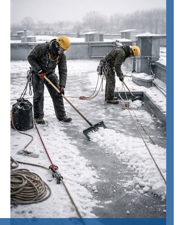 Очистка крыши от снега в Дзержинском от 7676 р. | ВЫСОТНИК-Дзж