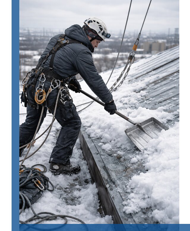 Профессиональная очистка кровли от снега и наледи в Дзержинском