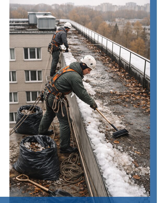 Очистка кровли по периметру в Дзержинском от 563 р. | ВЫСОТНИК-Дзж