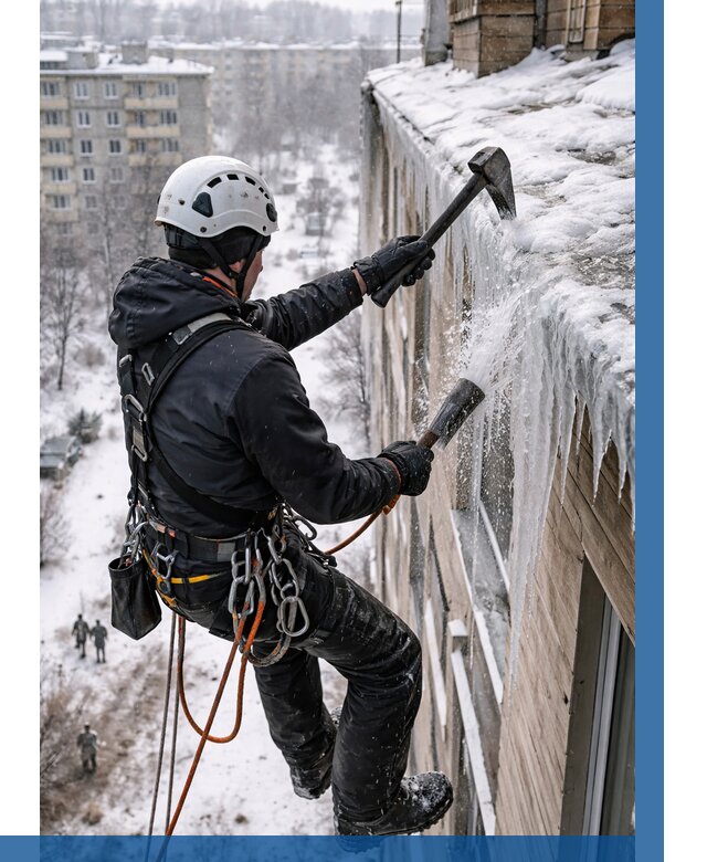 Сбивание сосулек с крыши в Дзержинском по цене от 4605 р. | ВЫСОТНИК-Дзж