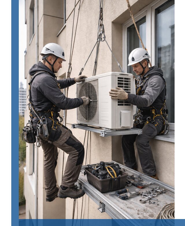 Перенос внешнего блока кондиционера в Дзержинском с монтажом и крепежом