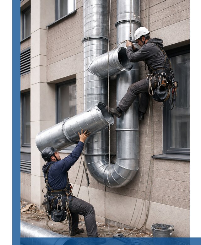 Монтаж фасадных воздуховодов в Дзержинском с герметизацией и крепежом