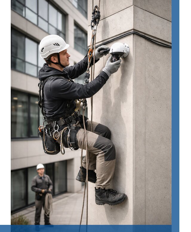 Монтаж камер видеонаблюдения на фасаде в Дзержинском от 8699 р.-ВЫСОТНИК-Дзж