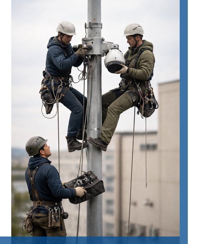 Установка видеокамер на мачте в Дзержинском от 8699 р. | ВЫСОТНИК-Дзж