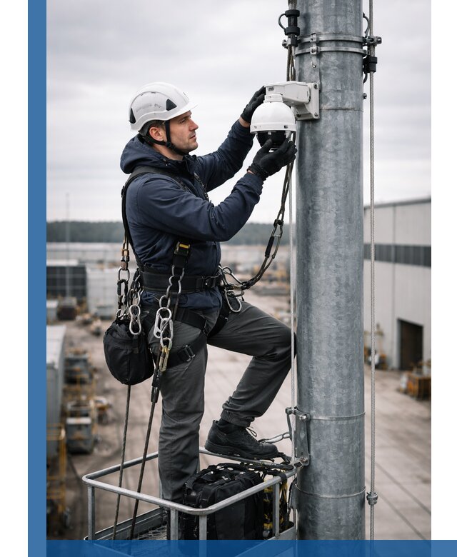Профессиональная установка видеокамер на мачте в Дзержинском