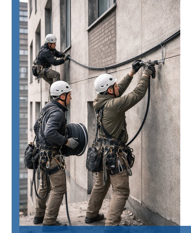 Прокладка кабеля по фасаду в Дзержинском, профессиональный монтаж