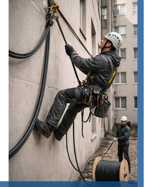 Протяжка кабеля питания на высоте в Дзержинском от 461 р. | ВЫСОТНИК-Дзж