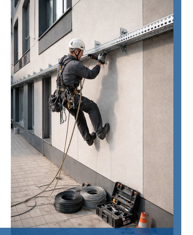 Монтаж кабельных лотков на фасаде в Дзержинском от 1228 р. | ВЫСОТНИК-Дзж