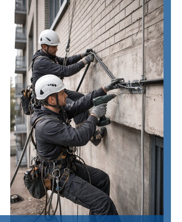 Крепление кабеля на фасаде в Дзержинском от 358 р. | ВЫСОТНИК-Дзж