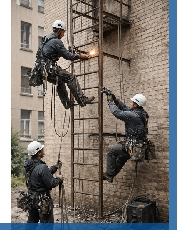 Ремонт пожарной лестницы в Дзержинском от 7676 р. | ВЫСОТНИК-Дзж