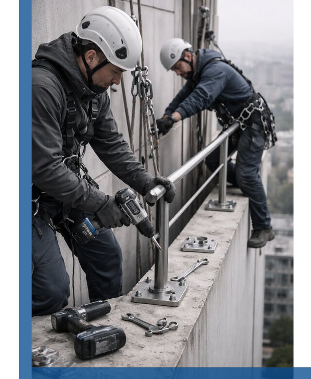 Монтаж перил на высоте в Дзержинском для жилых и промобъектов