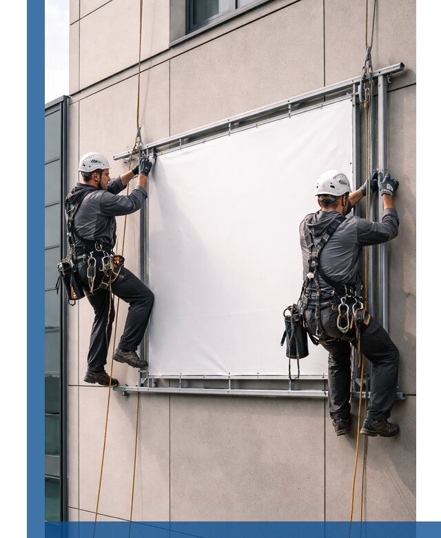 Монтаж наружной рекламной вывески в Дзержинском под ключ