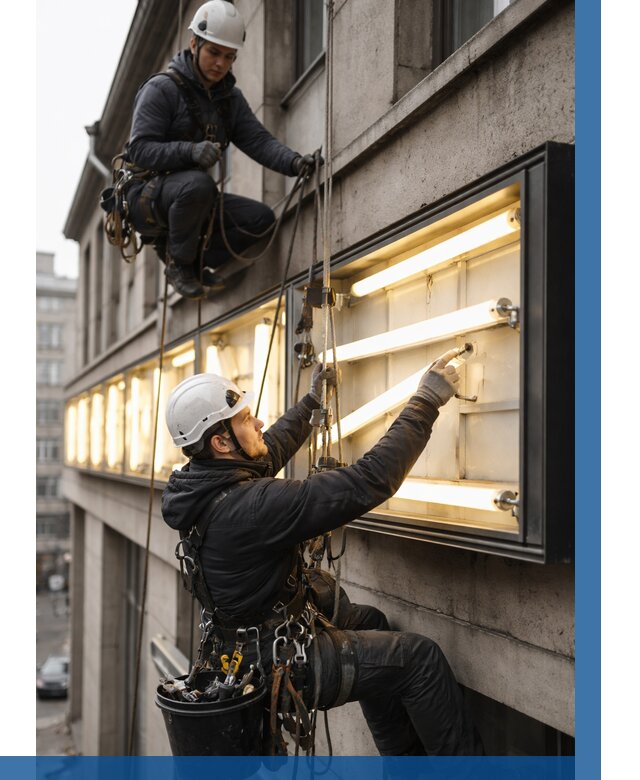 Замена ламп в вывеске в Дзержинском под ключ от 3582 р. | ВЫСОТНИК-Дзж