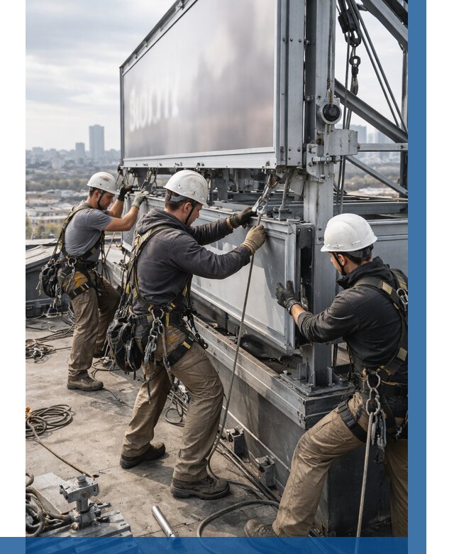 Монтаж крышной рекламной конструкции в Дзержинском от 61404 р.|ВЫСОТНИК-Дзж