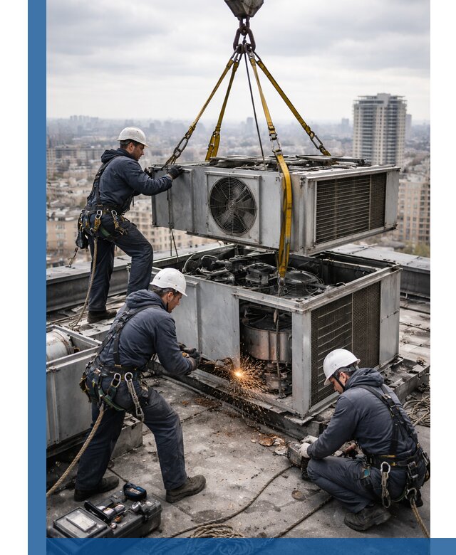 Демонтаж крышной установки в Дзержинском любой сложности