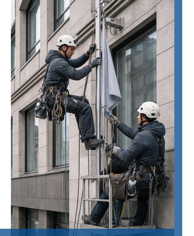 Установка флагов на фасаде в Дзержинском от 4605 р. | ВЫСОТНИК-Дзж