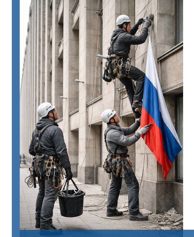 Профессиональная установка флагов на фасаде в Дзержинском