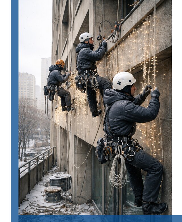 Монтаж новогодней иллюминации и украшение фасадов в Дзержинском