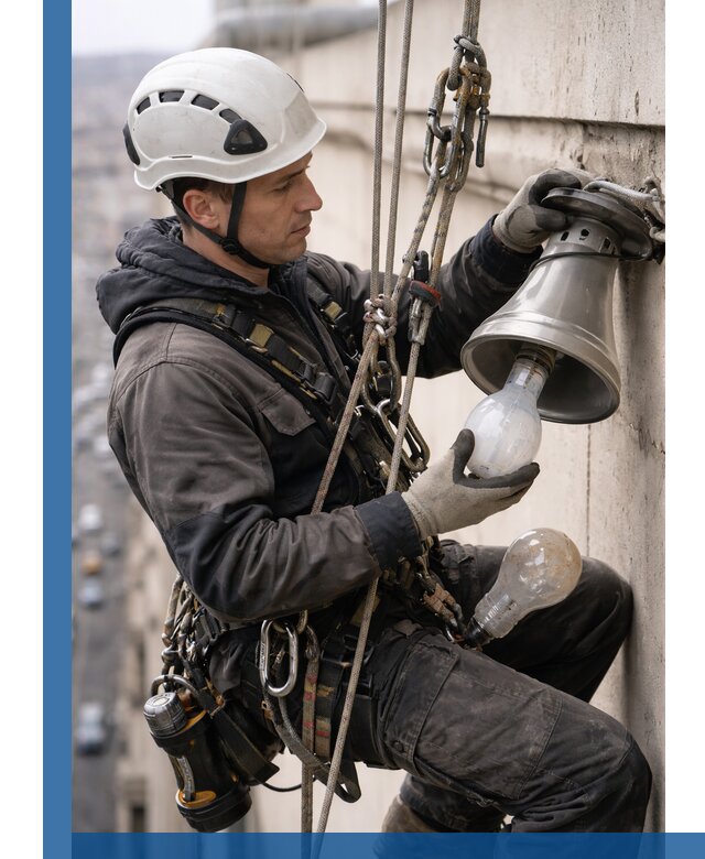 Замена ламп на высоте в Дзержинском профессионально и быстро