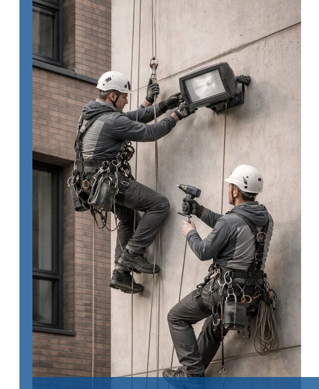 Профессиональный монтаж фасадных прожекторов в Дзержинском под ключ