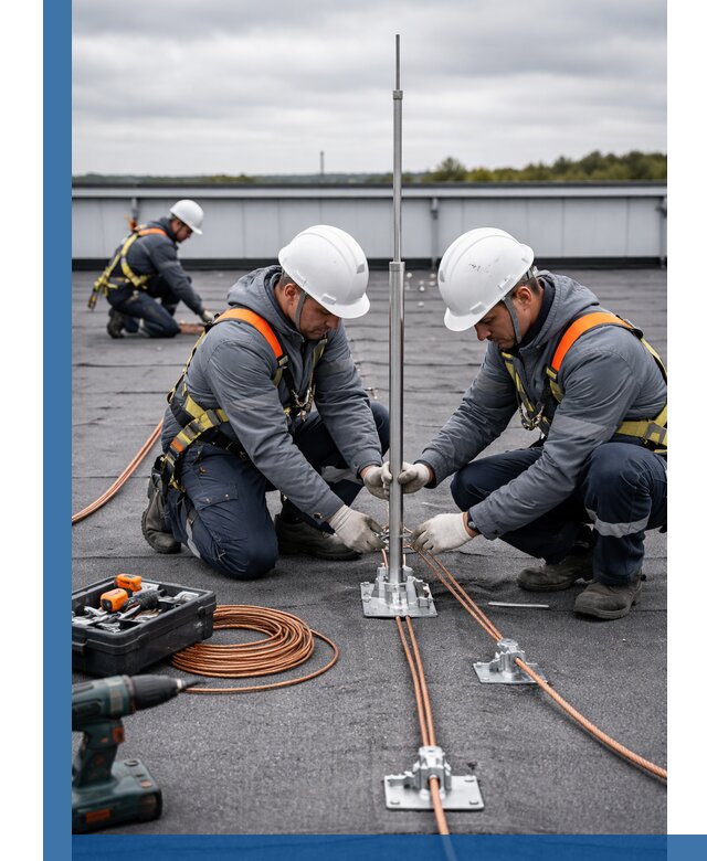 Монтаж молниезащиты на кровле в Дзержинском под ключ с гарантией