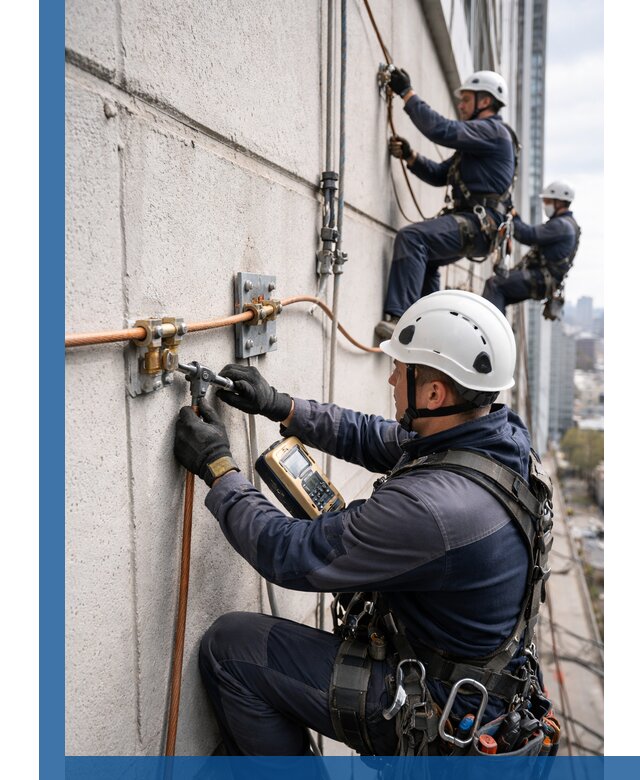 Монтаж системы заземления здания и молниезащиты в Дзержинском