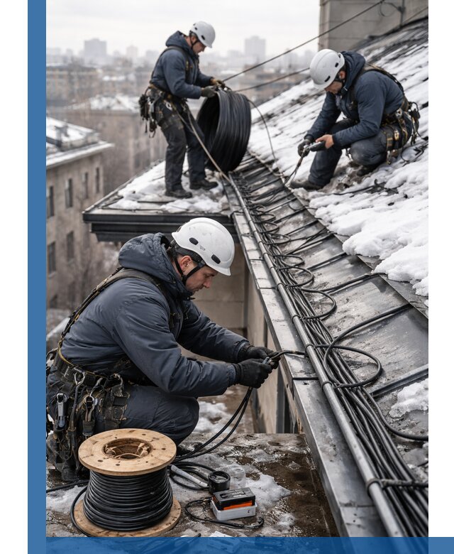Монтаж греющего кабеля на кровле в Дзержинском под ключ